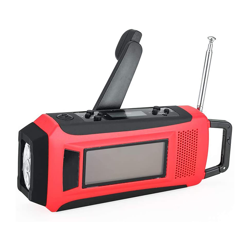 Raidió Aimsire Láimhe Éigeandála Lámhleabhar Féin-Chumhachta Raidió Gréine Iniompartha AM / FM NOAA le Flashlight LED, Banc Cumhachta 1150mAh do Luchtaire Ceallraí Fón iOS / Android