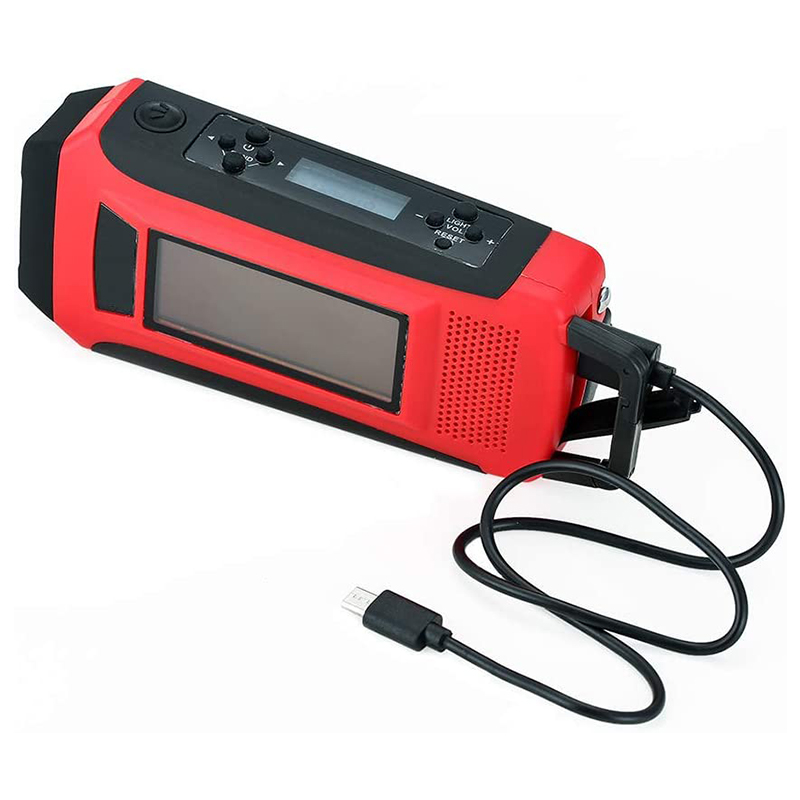 Raidió Aimsire Láimhe Éigeandála Lámhleabhar Féin-Chumhachta Raidió Gréine Iniompartha AM / FM NOAA le Flashlight LED, Banc Cumhachta 1150mAh do Luchtaire Ceallraí Fón iOS / Android