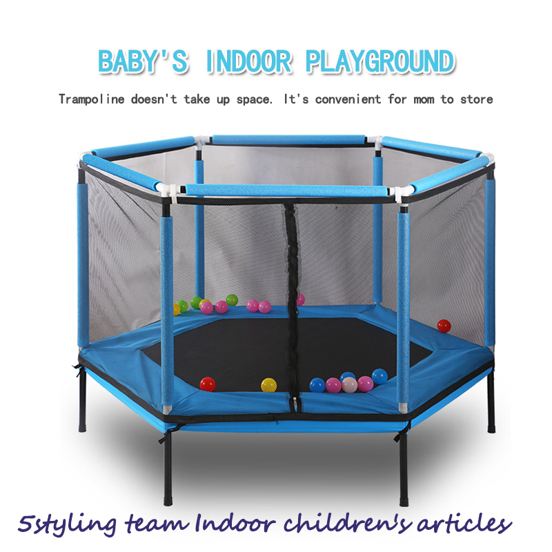 Trampoline baile leanaí trampoline tuismitheoir leanbh cluichí idirghníomhacha trampoline folláine le fál cúram leanaí glan sábháilteachta