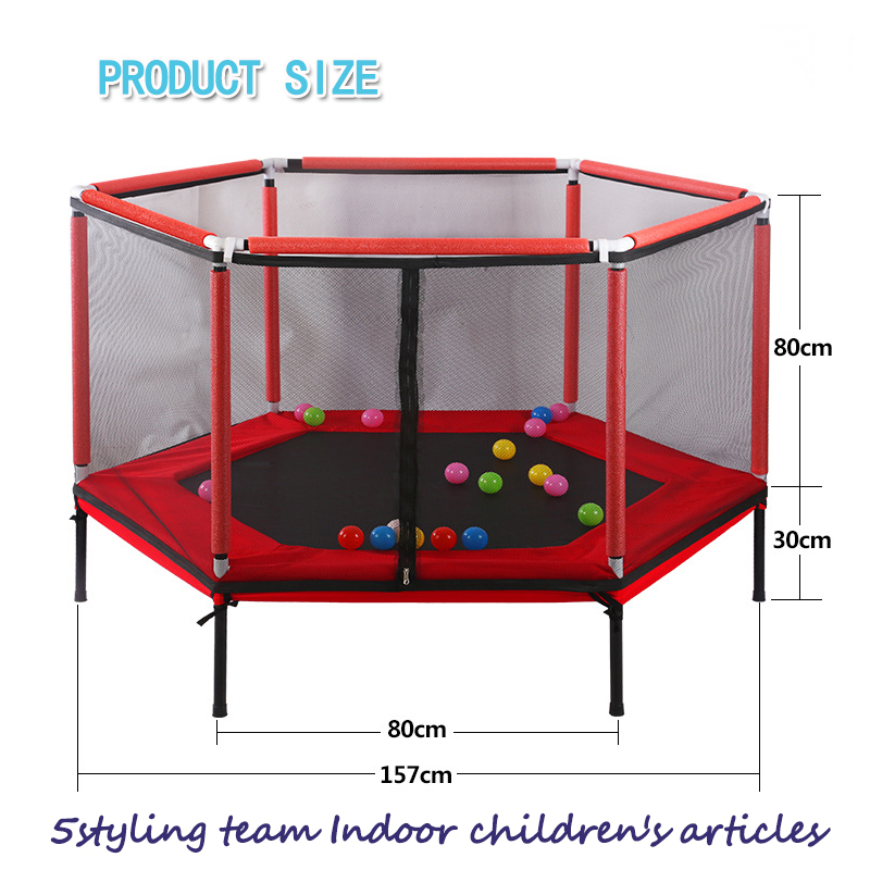Trampoline baile leanaí trampoline tuismitheoir leanbh cluichí idirghníomhacha trampoline folláine le fál cúram leanaí glan sábháilteachta