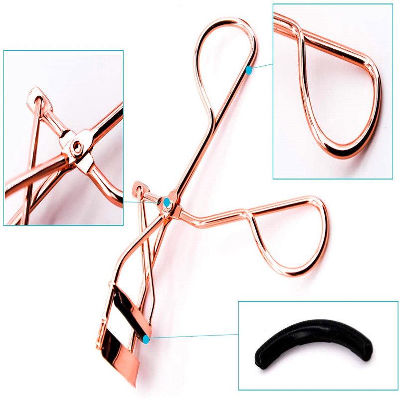 Curler Eyelasher Rose Gold Custom Custom Metal Bling Rose, Bronntanas Curler Eyelasher Cruach Dhosmálta Ardchaighdeáin