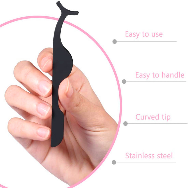 Iarratasóir Síneadh Fabhraí Bréige Tweezers Cruach Dhosmálta Remover Gearrthóg Tweezers Nipper (Dubh)