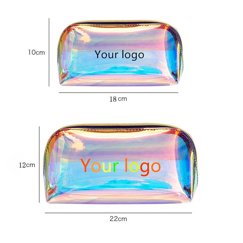 Kohandatud läbipaistev TPU Holograafiline kilekott Personaliseeritud Laser Pvc make- up Bag