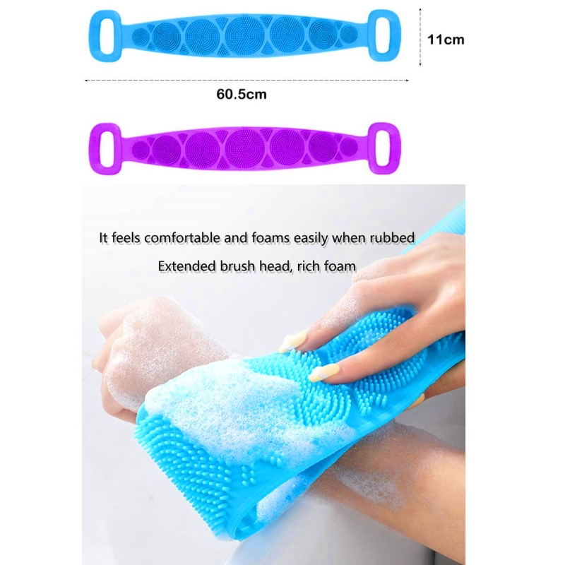 2 Pacáiste Scuab Comhlacht Folctha Silicone Scrubber Ar Ais Exfoliating Scrobarnach Niteoirí Crios Bog do Mhná Fir Craiceann Suathaireachta Glan Glan