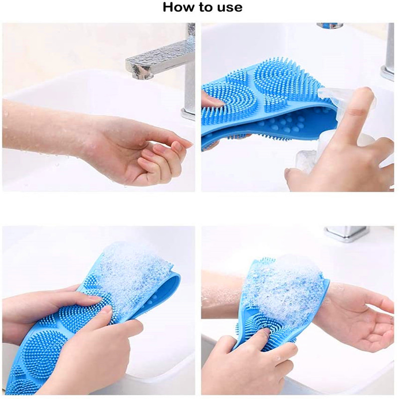 2 Pacáiste Scuab Comhlacht Folctha Silicone Scrubber Ar Ais Exfoliating Scrobarnach Niteoirí Crios Bog do Mhná Fir Craiceann Suathaireachta Glan Glan