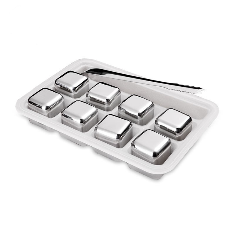 HOT müüb Square 27mm 8pcs sett Stainless Steel Whisky Stones jääkuubik