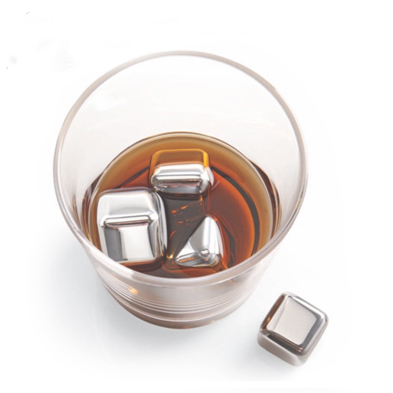 HOT müüb Square 27mm 8pcs sett Stainless Steel Whisky Stones jääkuubik