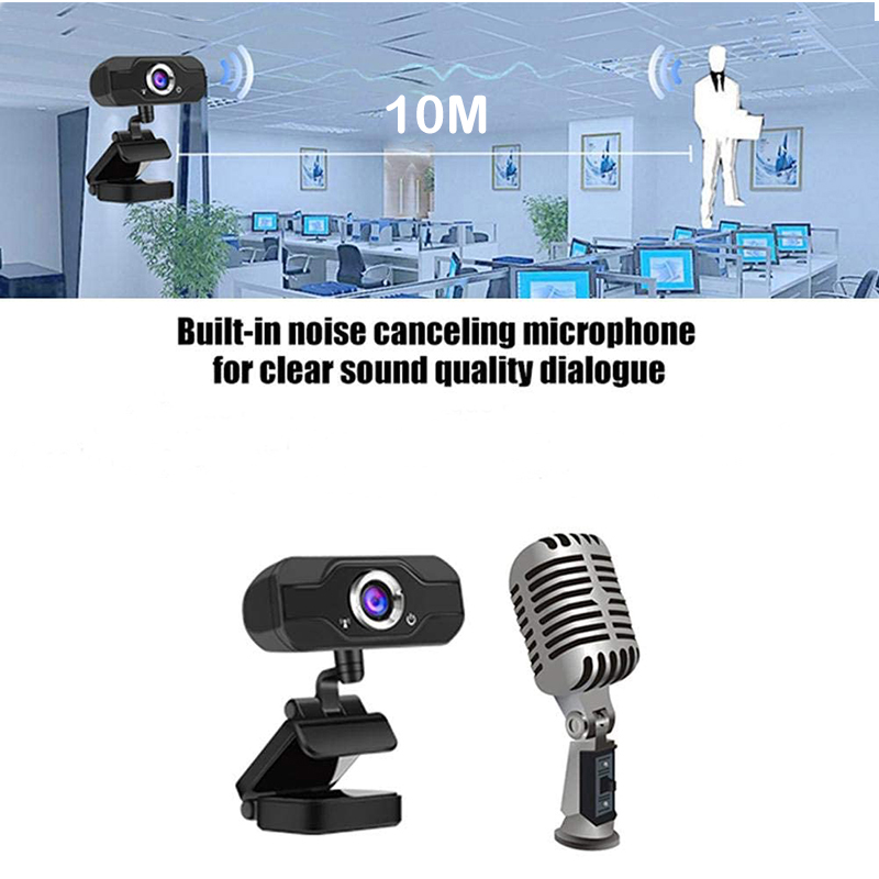 HD 1080P Webcam PC Laptop Web Camera,110° Wide- Angle koos USB 2.0 Video Recorder Live Video Kaamera Build-in Microphone