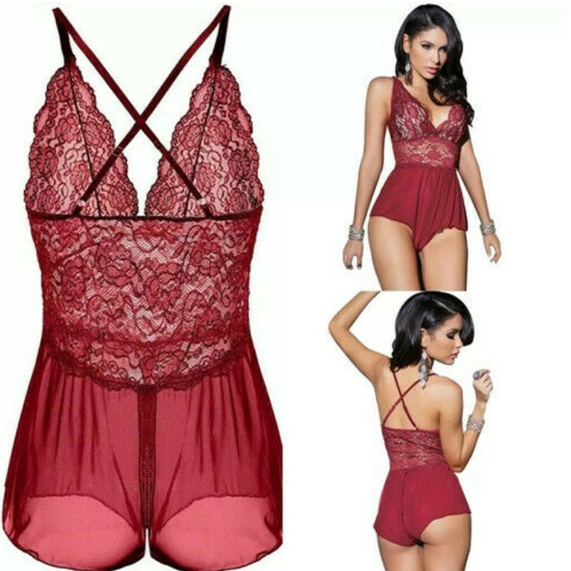 fir lingerie sexy, lása sexy lása, lingerie sexy trédhearcach Sexy crotchless lingerie nightwear sleepwear píosa amháin