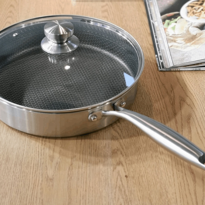 STAINLES STEEL HALF HOONEYCOMB FRIENG PAN WAK