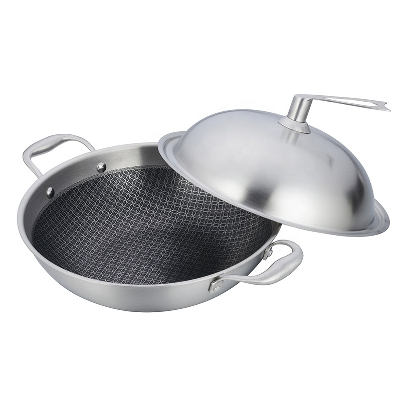 STAINLES STEEL HALF HOONEYCOMB FRIENG PAN WAK