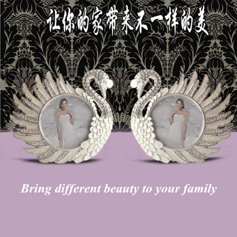 Kaasaegne Hiina loov metallist fotoraam hõbedane loov loov magamistoa Swani dekoratiivne fotoraam saab kohandada