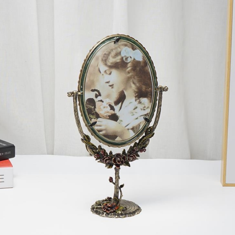Tootja kohandatud metall retro käsitöö peegel käsi kaasaskantav ornament loominguline kingitus make-up peegel