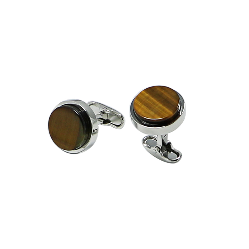 Tiger\ s Eye Flat Round ülikond Cuff Links