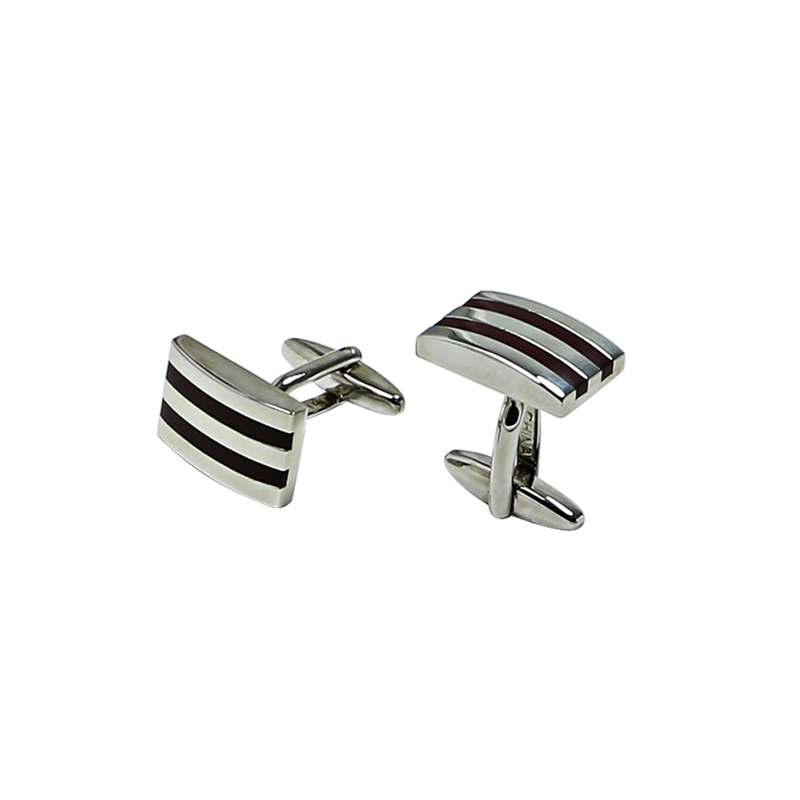 Brown Enamel Stripe Retangle Cuff Lingid