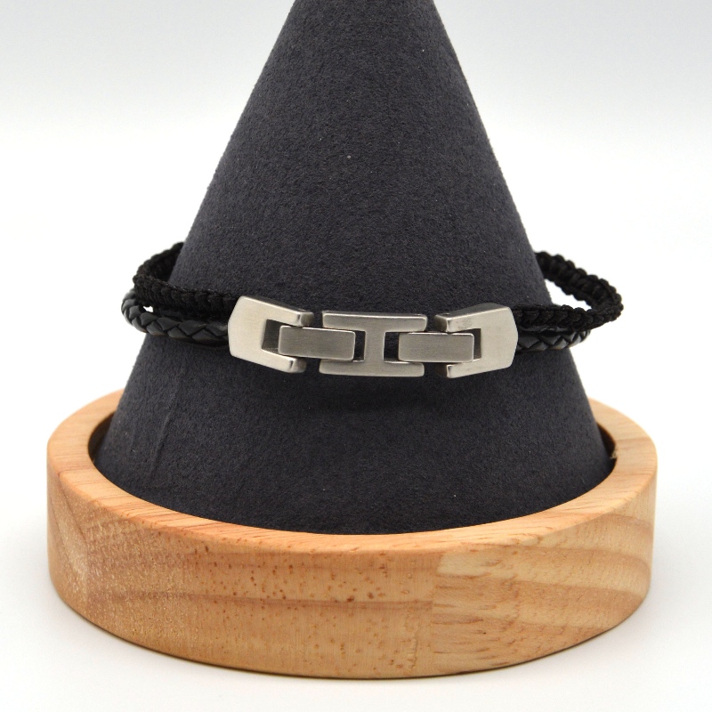 Bracelet leathair oiriúintí cruach dhosmálta rfbbg1567