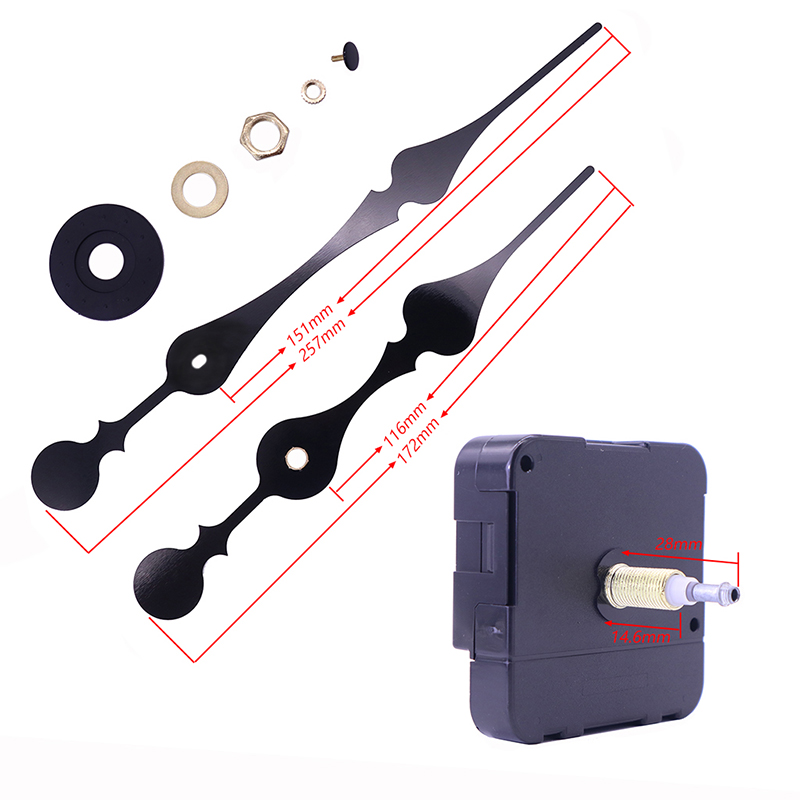 HR1688 Gluaiseacht clog dubh grianchloch 23mm agus lámha clog mór