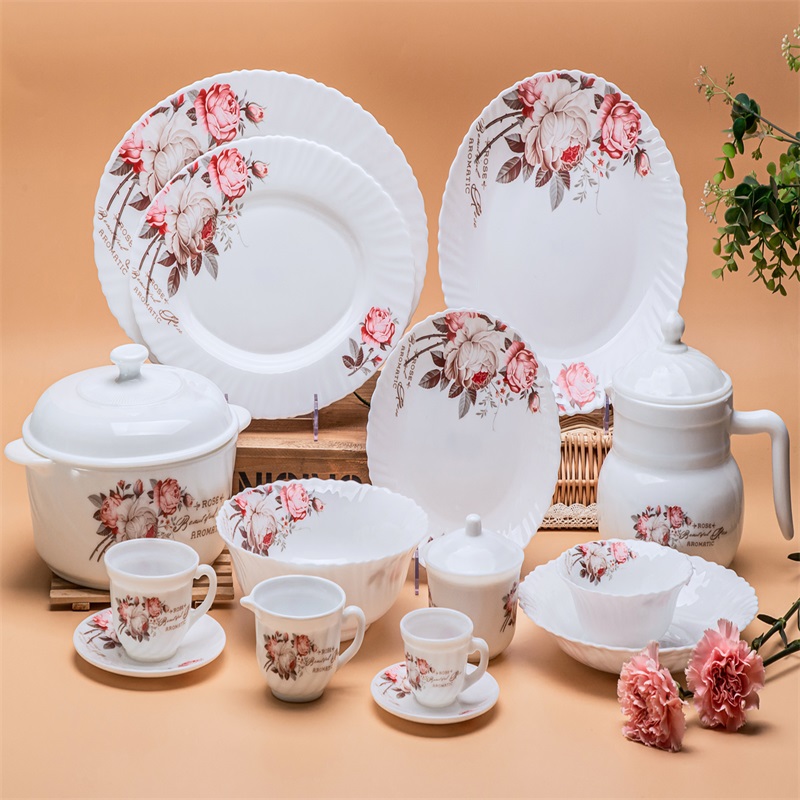 58L &spinning Dinnerware Set Heat Resstant Opal Glassware