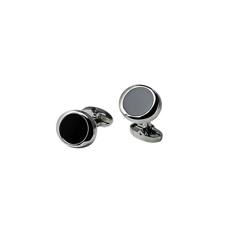 Must Acylric Oval Silvertone Cuff Links