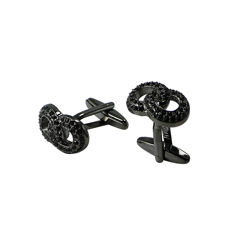 Double Side Black Crystal Gunmetal Knot Cuff Lingid
