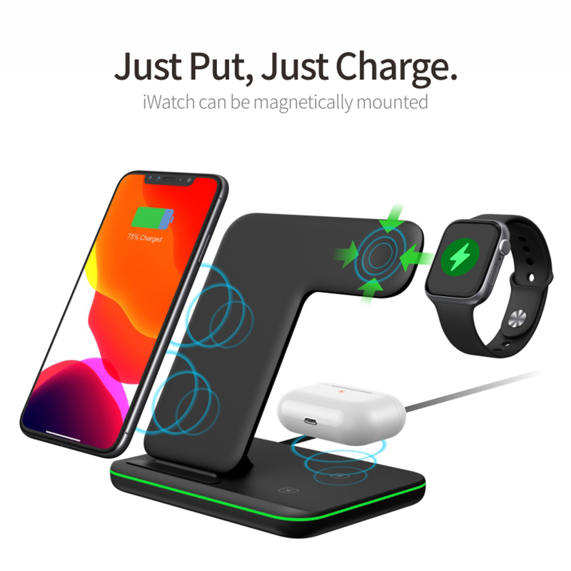 Luchtaire Gan Sreang 3in1 Comhoiriúnach do iPhone iWatch
