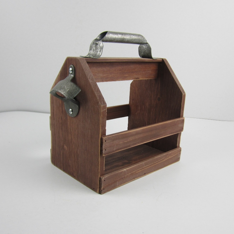 Caddy Buidéal Beoir Adhmaid 6-phacáiste le Opener