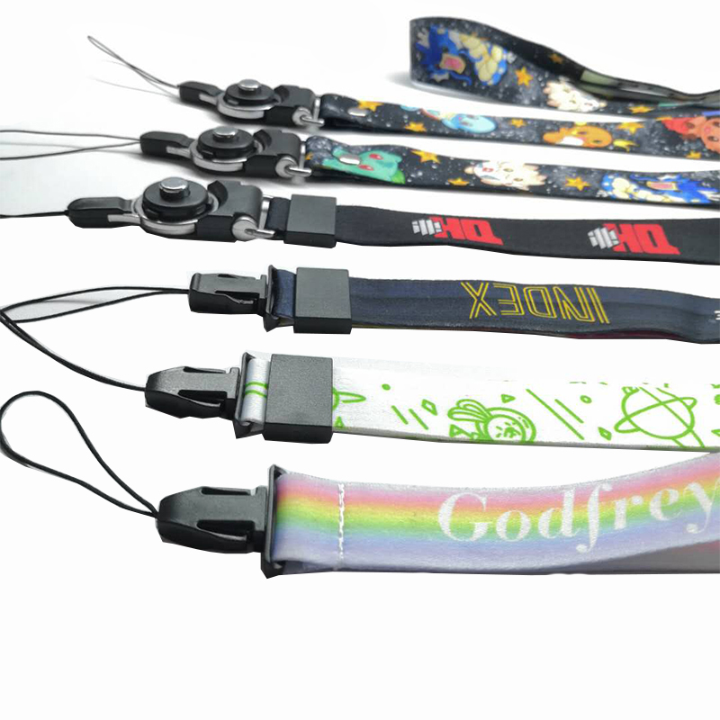 Factory otsene müük kaks ühes eemaldatavas Lanyard Mobile Phone Lanyard siidist siidist siidist siidist siidist võre kuuma ülekande lanyard professionaalne kohandamine