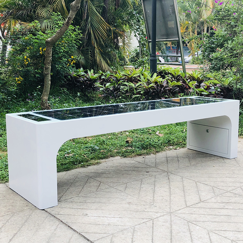 Best Disain White Color Solar Power Mobile laadimine WiFi Hotpot Smart Garden Bench