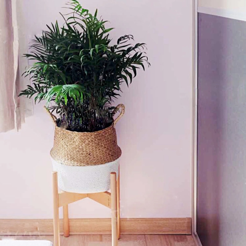 Seastán pota bláthanna maisiúchán tí ciseán stórála féar mara crochta ubhchruthach