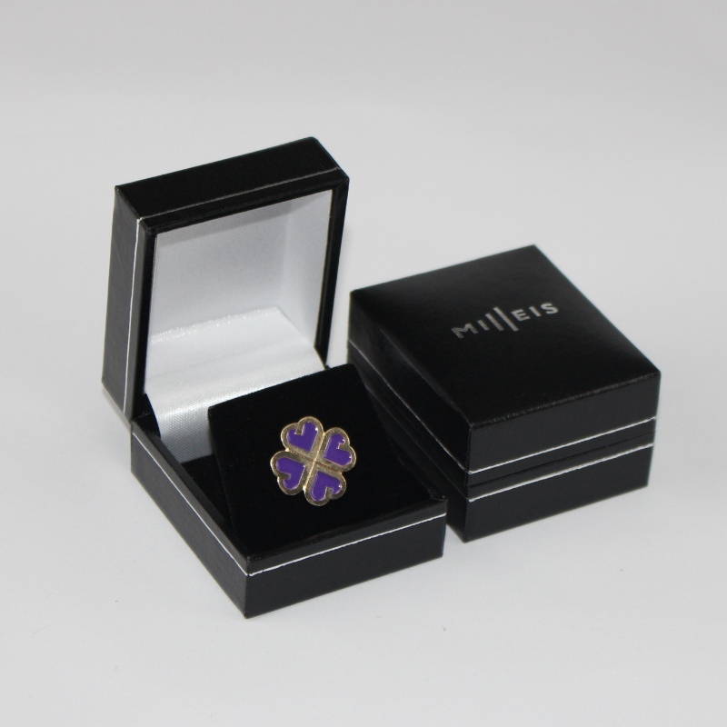 Mír V-07S cearnach Leatherette Plaisteacha Bosca páipéir le haghaidh trastomhas 25-30 mm mona, suaitheantas, fáinne srl. Mm. 46 * 53 * 32, meáchain thart ar 35g