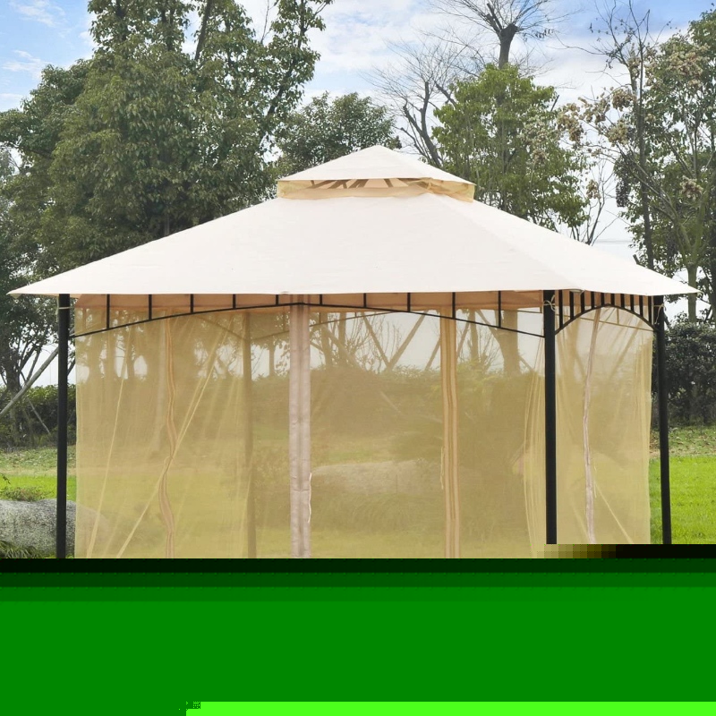 Ceannbhrat Gazebo Allamuigh Cruach 10’x10 ’le Líonrú Cosanta Mogalra, Tógáil Díon Sraith Dúbailte Cliste, Stíl Nua-Aimseartha