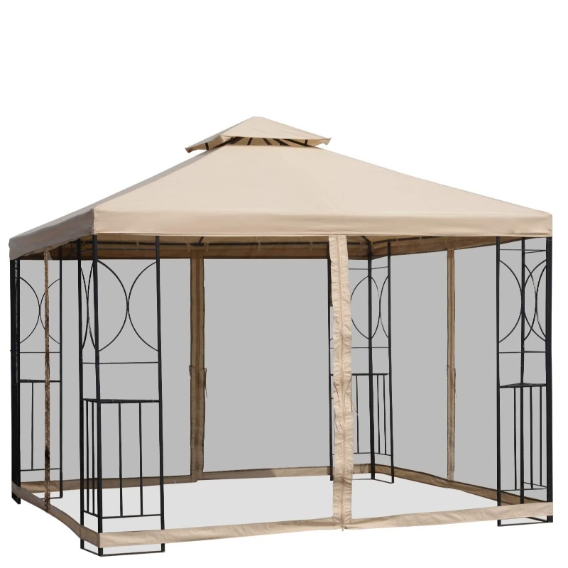 Gazebo Allamuigh Cearnóg Fabraic Cruach 10 'x 10' le Líonrú Mosquito