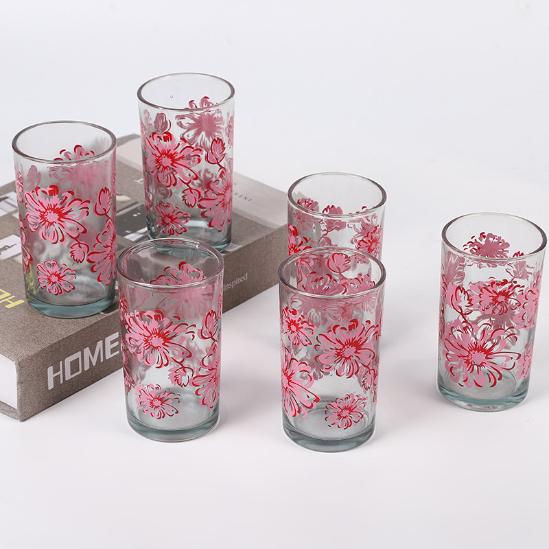 Corn nua 6pc agus crúiscín socraithe do Chorn Uisce Trédhearcach Applique Teaghlaigh 6 Mórdhíol Teapot Gloine Cumais Mhóir