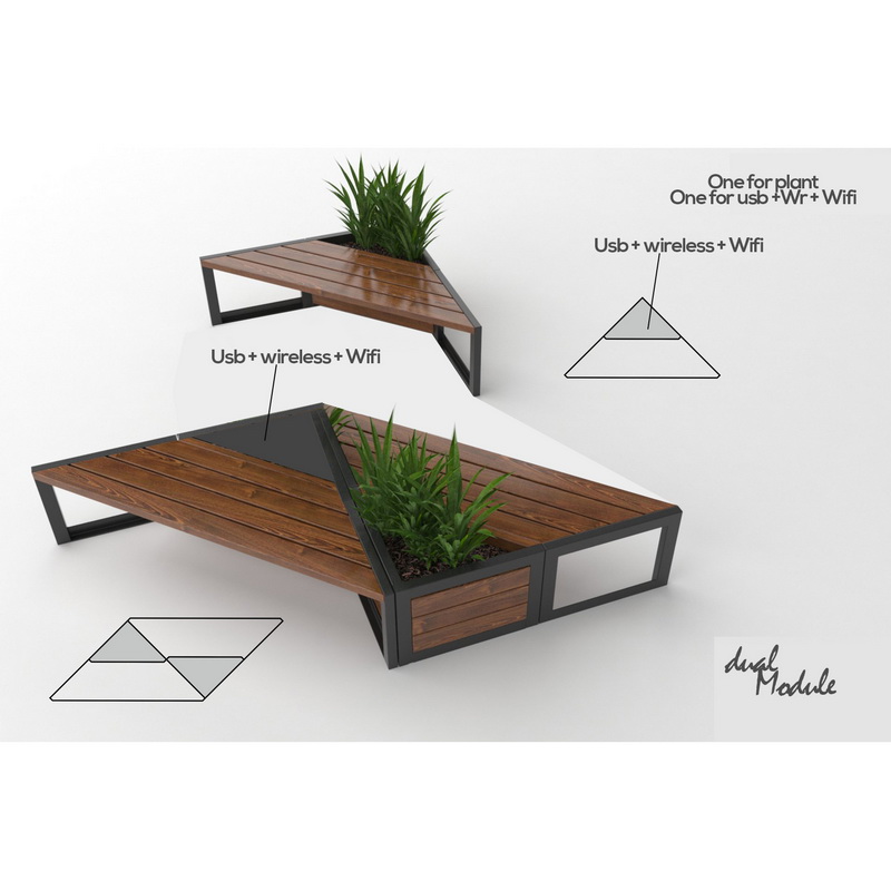 Uus Design Wireless Charming Smart Solar Garden Furniture Patio Bench for Park