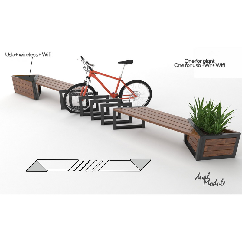 Uus Design Wireless Charming Smart Solar Garden Furniture Patio Bench for Park