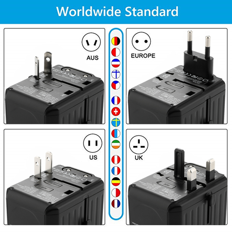 2020 uus 110-250V US AUS UK EU plug mobiiltelefoni tarvikud 6USB laadija 6A väljunduniversaalne reisikadapter 4USB+2Type-C