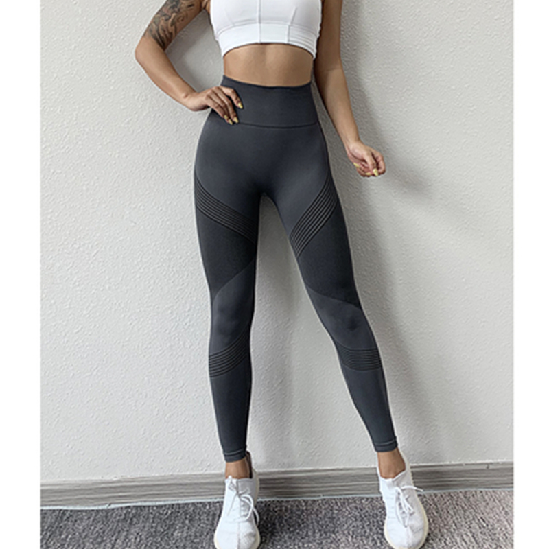 Pants yoga ard-waisted daingean do mhná ag rith pants folláine spóirt