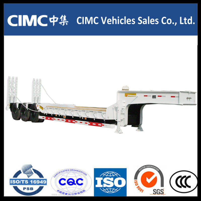 Cimc 3 Axle 70ton Low Bed Semi Treiler hüdraulilise rambiga