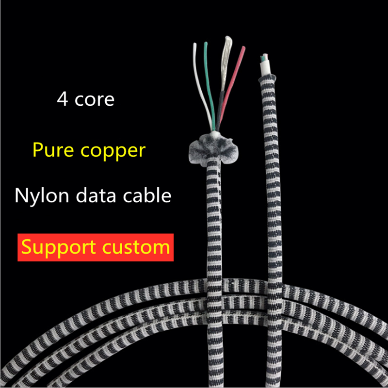 Cábla sonraí fón póca Cábla 4 sreang stiall braidáilte sreang seoltóra copair íon cábla cábla luchtaithe USBmicro
