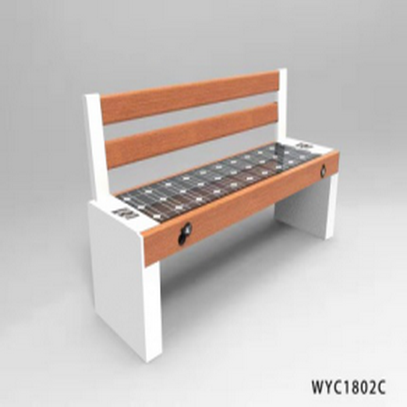 Suur formaat WPC puit Galvanized Steel Smart Voice Solar Bench