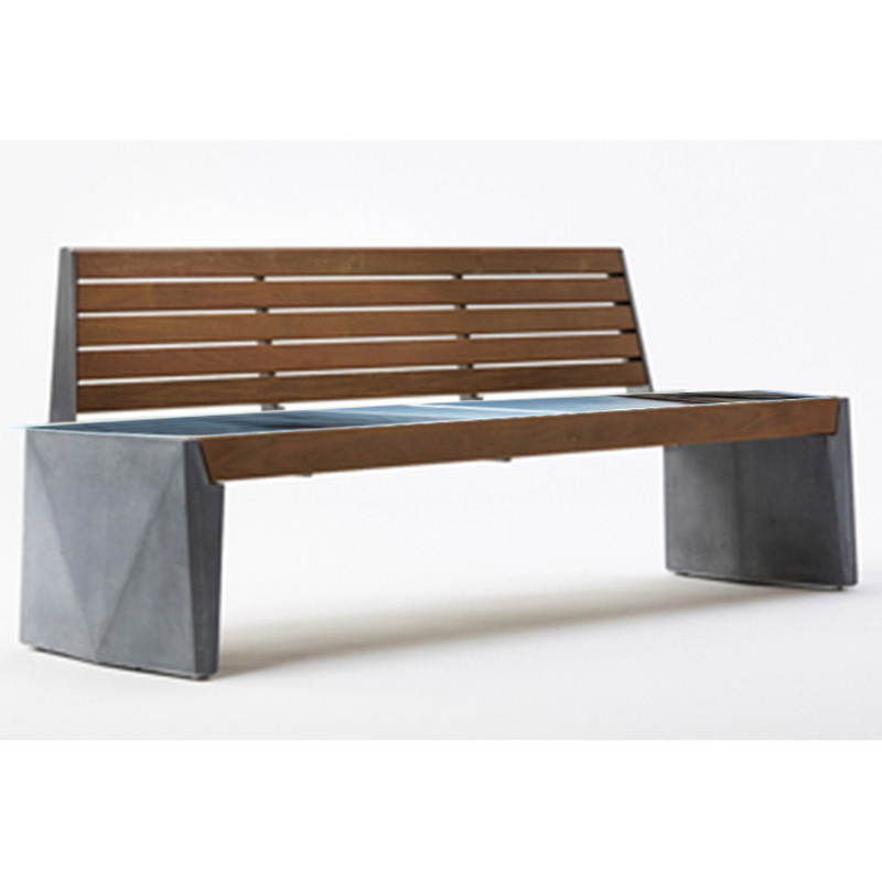 Uus disain Wood Color High Quality Solar Smart Bench