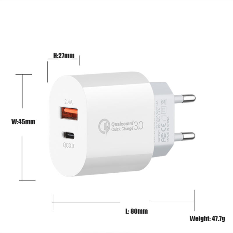OEM Super Fast Fast Wall Adaptor Type-c Qc 3.0 18w Pd Charger Usb Tüüp C adapter kaasaskantav laadija