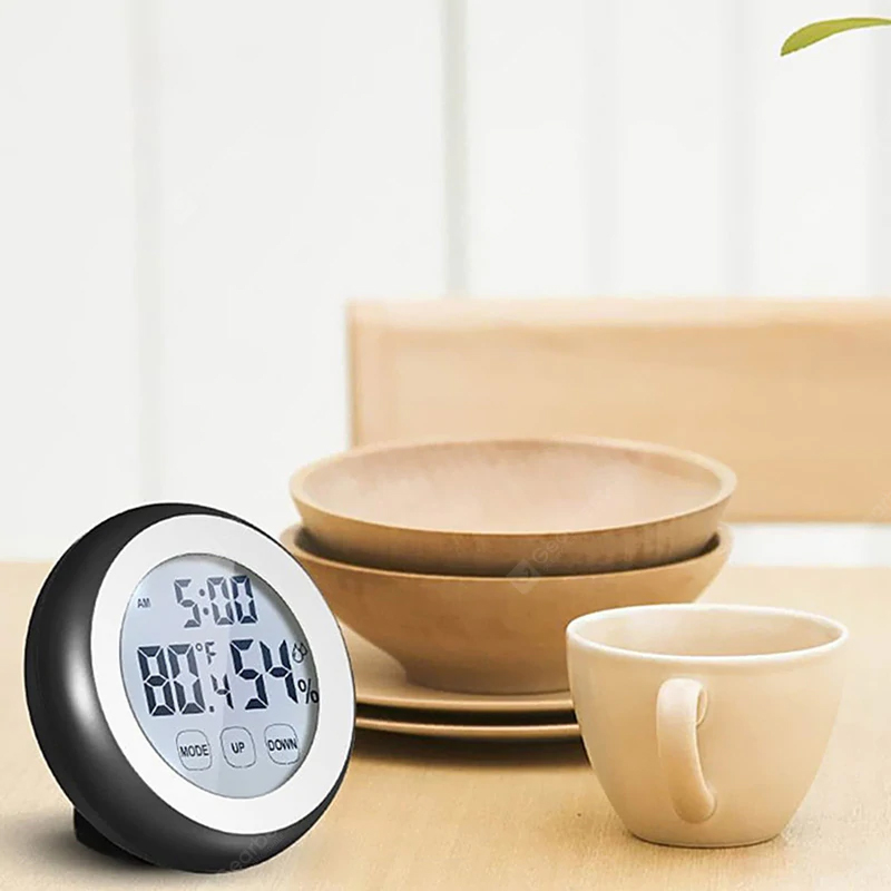 Monatóir Bogthaise Teirmiméadar LCD Hygrometer Digiteach - Dubh