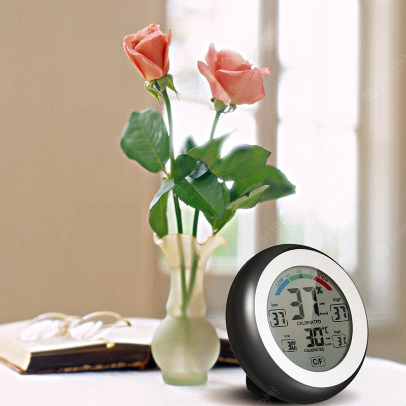 Monatóir Bogthaise Teirmiméadar LCD Hygrometer Digiteach - Dubh
