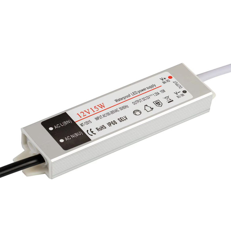 12v15w konstantse pinge, veekindla mini dc ühekordse väljundkiirgusega LED-toiteallikas