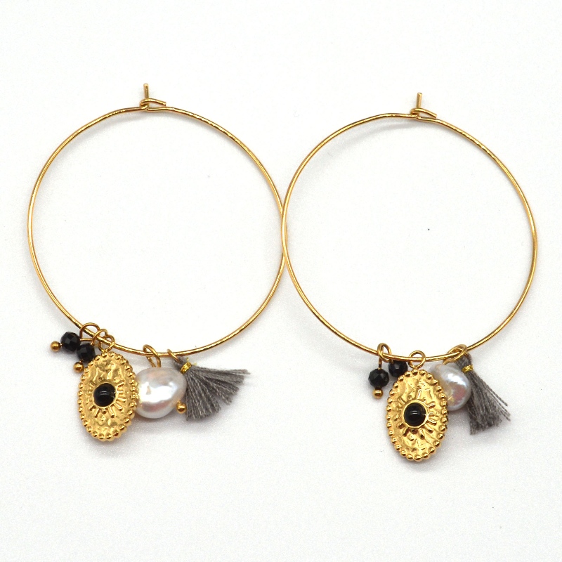 Fáinní cluaise feadán babhta snasta clasaiceach órga cruach dhosmálta, monarcha próiseála seodra Ruifanbao na Síne