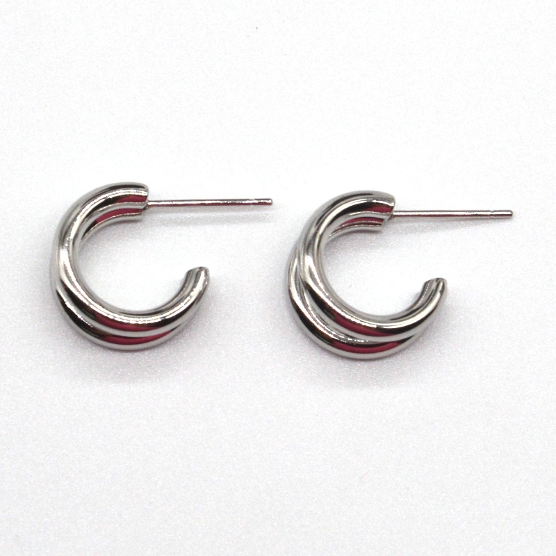 Fáinní cluaise fonsa airgid thirim dúbailte C-fáinne retro geoiméadrach carraig phunc ciorcal cruinn ag crochadh cluaise do chailíní baineann cluaise seodra An tSín Ruifanbao monarcha próiseála seodra