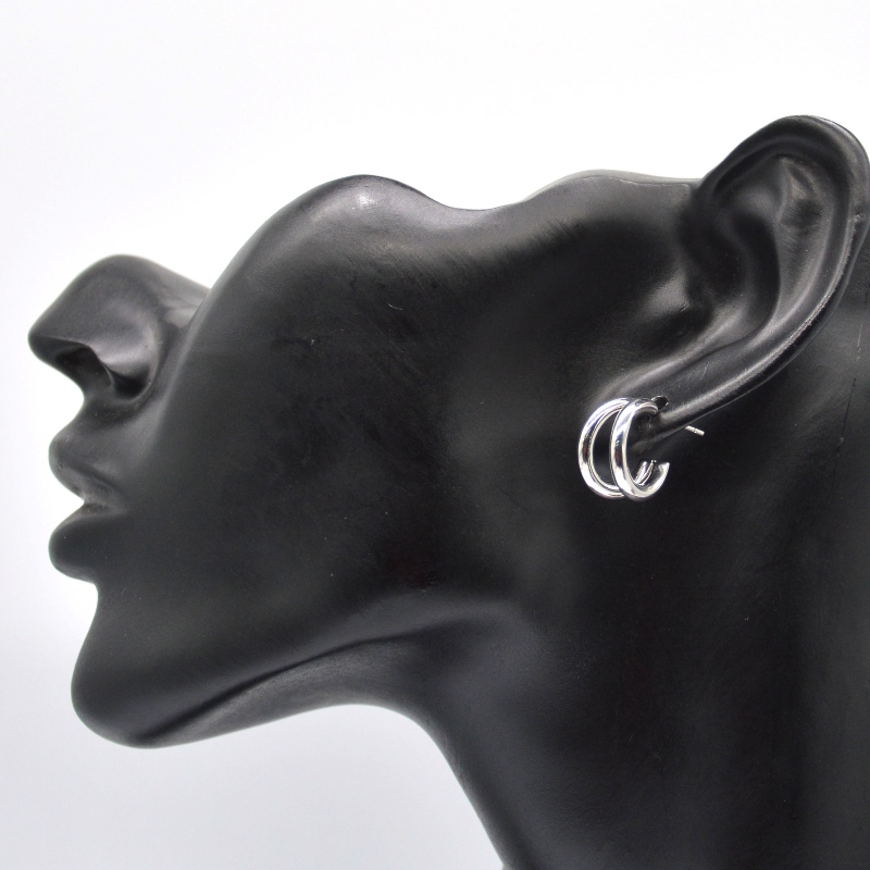 Fáinní cluaise fonsa airgid thirim dúbailte C-fáinne retro geoiméadrach carraig phunc ciorcal cruinn ag crochadh cluaise do chailíní baineann cluaise seodra An tSín Ruifanbao monarcha próiseála seodra