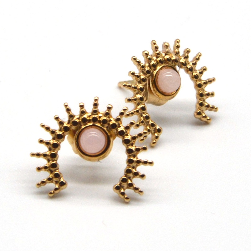 Fáinní cluaise agate órphlátáilte, fáinní cluaise mná óir cruach dhosmálta Monarcha próiseála seodra Ruifanbao