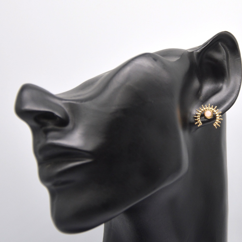 Fáinní cluaise agate órphlátáilte, fáinní cluaise mná óir cruach dhosmálta Monarcha próiseála seodra Ruifanbao